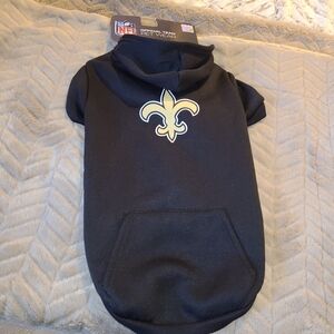 NFL Black Pet Hoodie with Gold Fleur-de-lis Size L